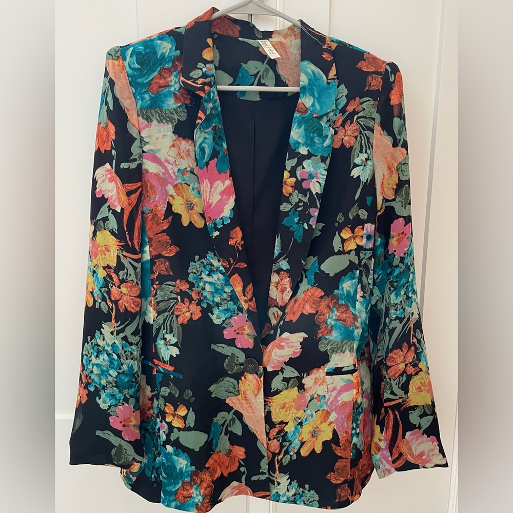 Lulus Gypsy Junkies Zeppelin Floral Print Blazer black medium jacket boho - Picture 6 of 13
